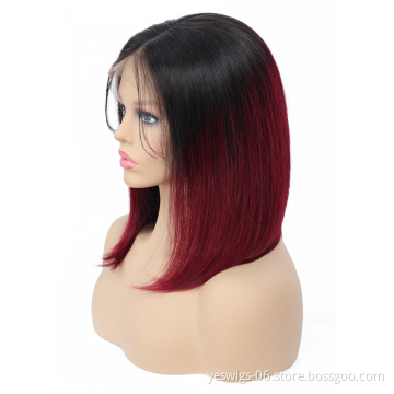 Yeswigs Wholesale Colorful Bob Wig 1b/99j Short Bob Cut Brazilian Human Hair Lace Front Wigs for Black Women Full and Thick Ends